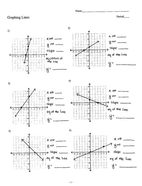 graphing linear equations  standard form worksheet