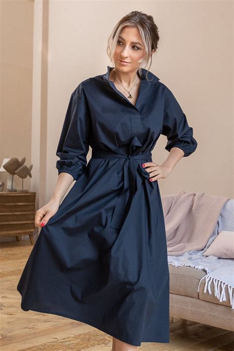 cotton maxi dress  belt navy blue dress  sleeves etsy   maxi dress cotton
