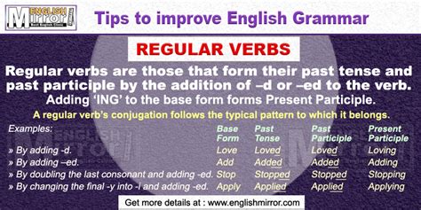 regular verbs form their past tense and past participle by adding d or