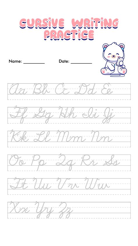 cursive writing practice worksheets  worksheet  kids