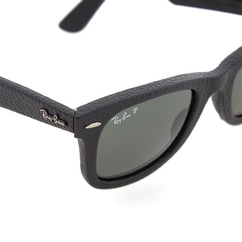ray ban wayfarer leather sunglasses in black for men lyst