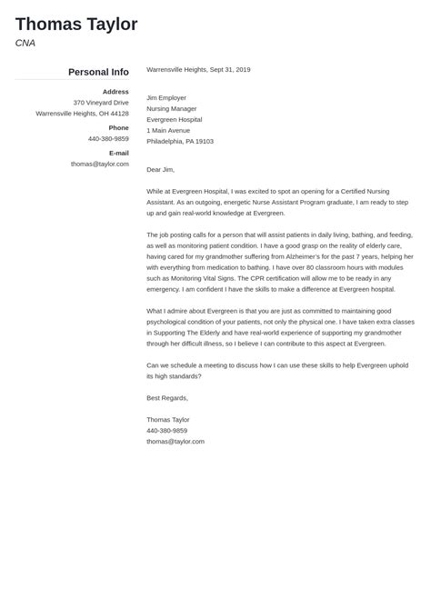 cna cover letter examples templates   experience