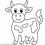 Cows Cow Coloring Pages Cute Little Drawing Simple Animals Longhorn Color Outline Printable Animal Farm Print Colouring Kids Baby Head sketch template