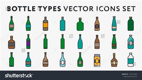 glass bottle types alcohol beverage bar stock vector royalty   shutterstock