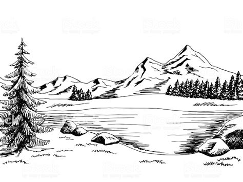 mountain landscape drawing easy black  white eueminhafamiliasouza