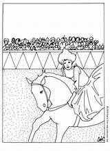 Circus Coloring Pages Rider Horse Trapeze Color Kids Print Carnival Hellokids Getcolorings Artists sketch template