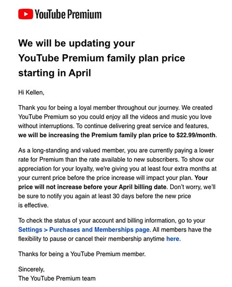 deepak youtube premium family plans   price increase including legacy plans