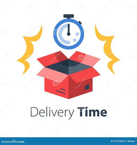 delivery time fast shipment stopwatch  box waiting period timely distribution stock