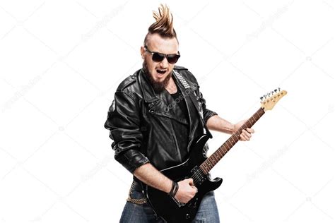 punk rocker playing electric guitar stock photo  ljsphotography
