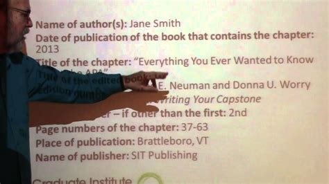 citing  chapter   edited book   format youtube