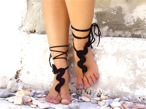 accessory gallery crochet wavy black barefoot sandals