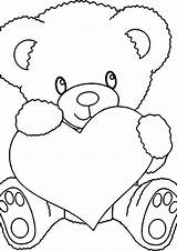 Bear Coloring Heart Pages Teddy Holding Cartoon Print Printable Cute Template Easy Color Sheets Kids Hearts Baby Templates Sketch Choose sketch template