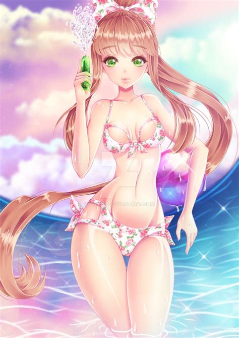 [fan Art] Monika At The Beach Speedpaint By Yamuii On
