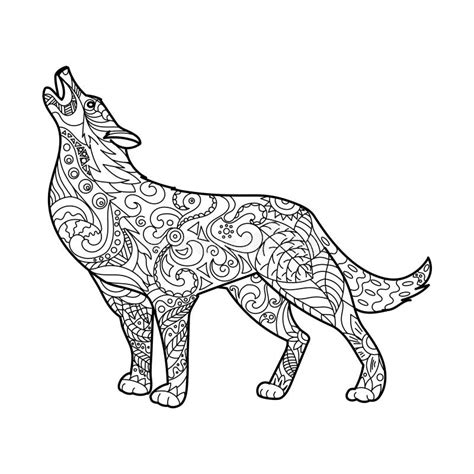 wolf coloring book  adults vector stock vector illustration