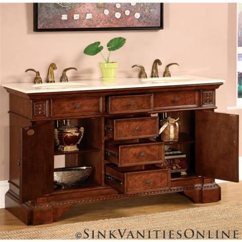 60 Erica Double Sink Bathroom Vanity Cabinet Marble 0209