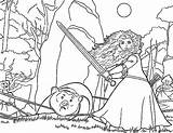 Coloring Merida Pages Bear Princess Execute Elinor Comb Queen Hair sketch template