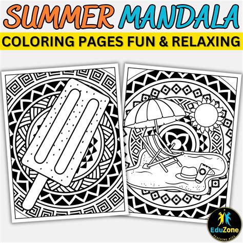 summer mandala coloring pages relaxing printable summer fun
