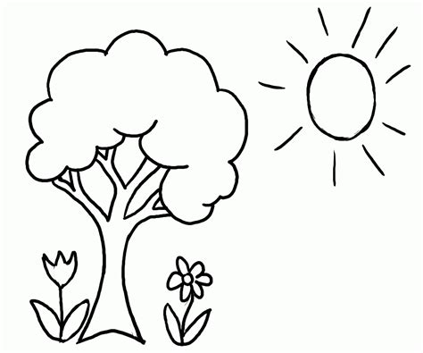 simple tree coloring page coloring home