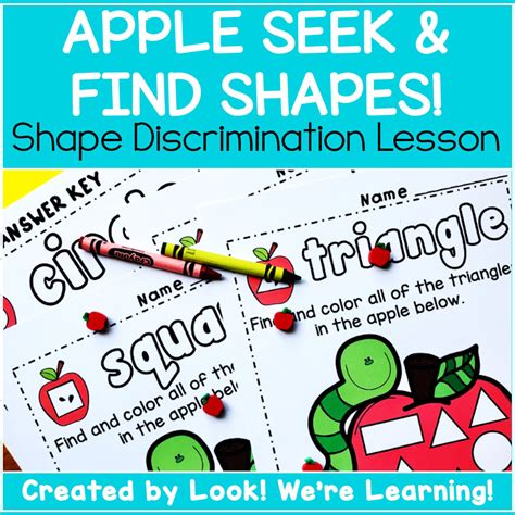 apple seek find shapes worksheetsn      learning