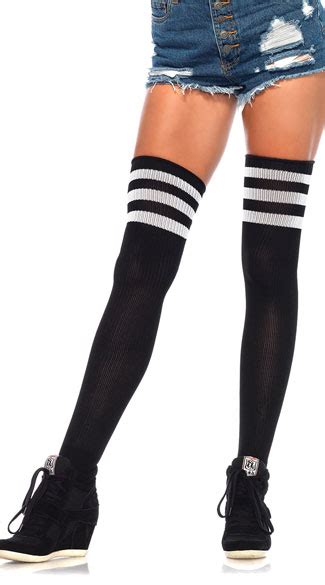 athletic ribbed thigh highs 3 stripe thigh high sexy