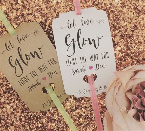 personalised glow stick covers  wedding favour gift tag glow stick