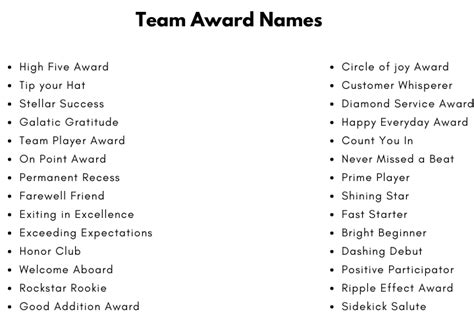 adorable award team names ideas