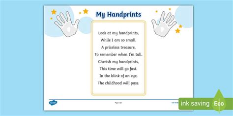 handprints poem teacher  twinkl