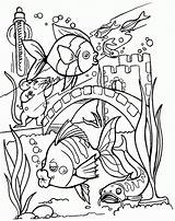 Coloring Fish Pages Tank Tropical Aquarium Printable Drawing Adult Sheets Adults Realistic Detailed Colouring Clipart Book Kleurplaat Water Kids Sports sketch template