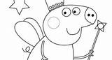 Peppa Pig Fairy Pages Coloring Colouring sketch template