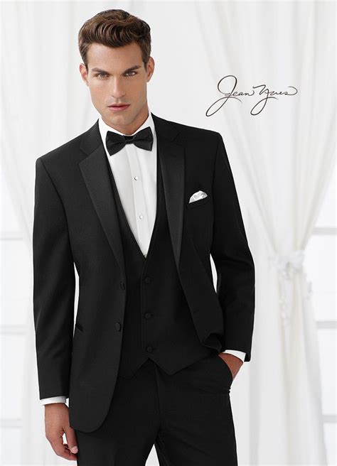 rent  slim fit black  button tuxedo  jean yves tuxedos grooms  black tuxedos