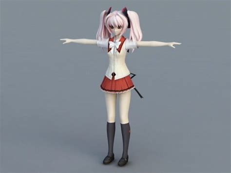 かわいいアニメ女子校生無料3dモデル obj open3dmodel