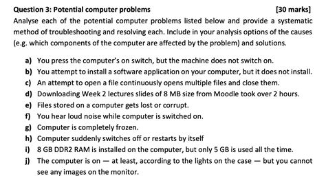 solved question  potential computer problems  marks cheggcom