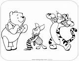 Pooh Coloring Tigger Piglet Pages Winnie Disneyclips Roo Tying Bows Friends Funstuff sketch template