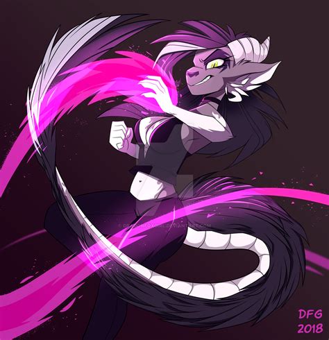 purple dragon girl commission  dragonfoxgirl  deviantart