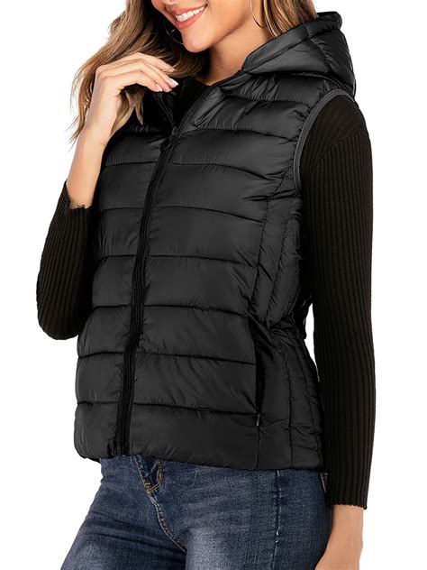 women  size lightweight water resistant packable  vest gilet quilted puffer zip puffer