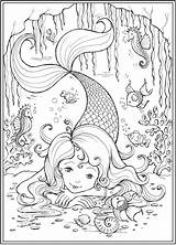 Coloring Pages Mermaid Friends Fairy Publications Dover Mandala Welcome Cute Little Visit Doverpublications sketch template