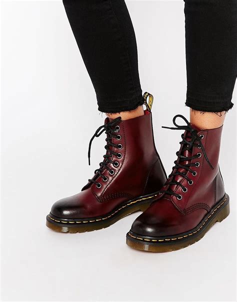 dr martens pascal cherry red  eye boots  asoscom fashion shoes  martens boots boots