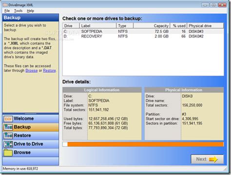 backup logical drives  partitions  drive image xml