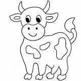 Cow Coloring Pages Cute Little Cows Cartoon Drawing Calf Animals Simple Longhorn Color Outline Printable Animal Farm Print Colouring Kids sketch template