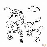Zebra Coloring Cute Pages sketch template