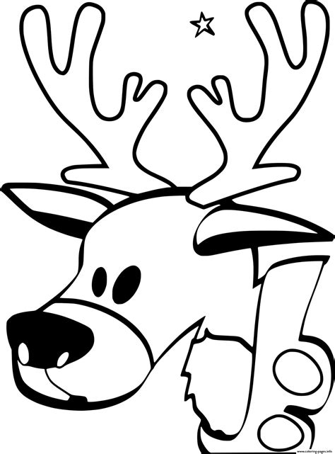 cute reindeer head coloring page printable