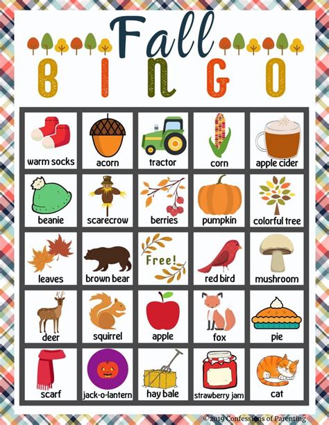 fall bingo  printable confessions  parenting