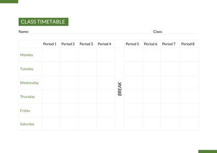 class timetable template   schedules  word