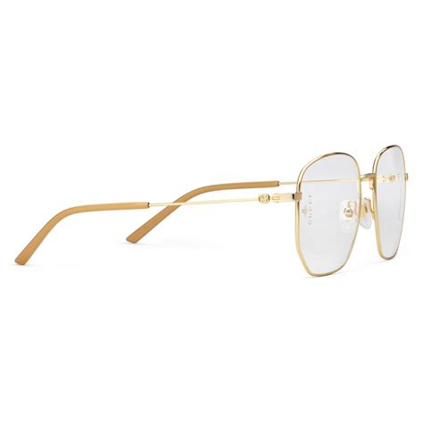 gucci rectangular frame metal glasses gold gucci eyewear avvenice