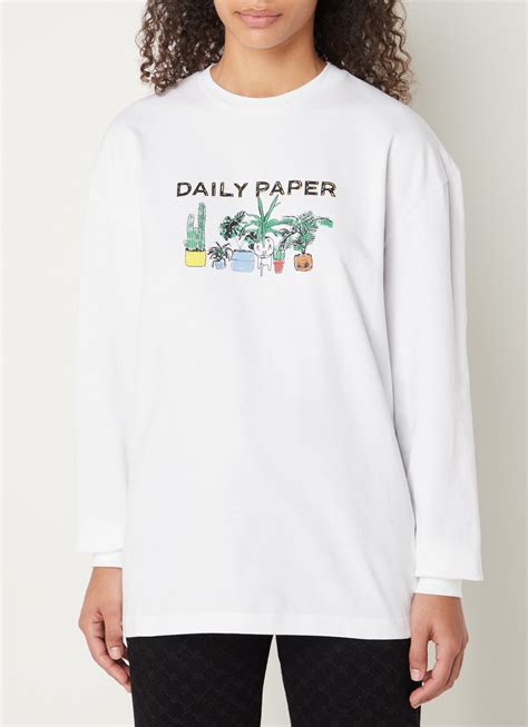 daily paper holman oversized longsleeve met logoprint wit de bijenkorf