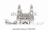 Charminar India Hyderabad Sketch Vector Illustration Telangana Shutterstock Mosque sketch template