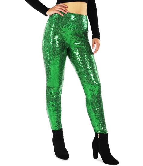 Green Sequin High Waisted Leggings Women S Christmas Outfits Tipsy Elves