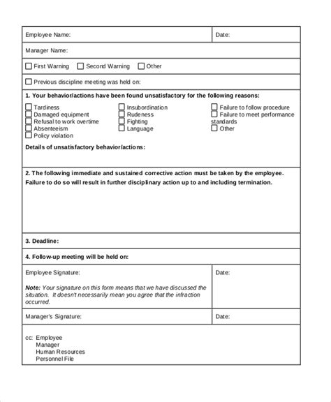 sample employee write  forms   ms word