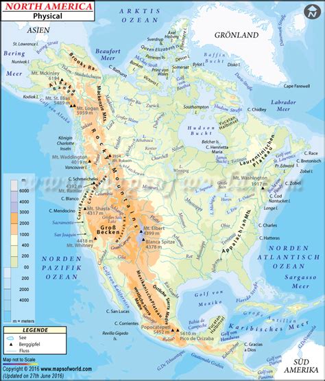 physische karte von nordamerika