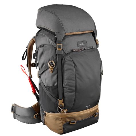 mens trekking travel backpack  litres travel  grey forclaz